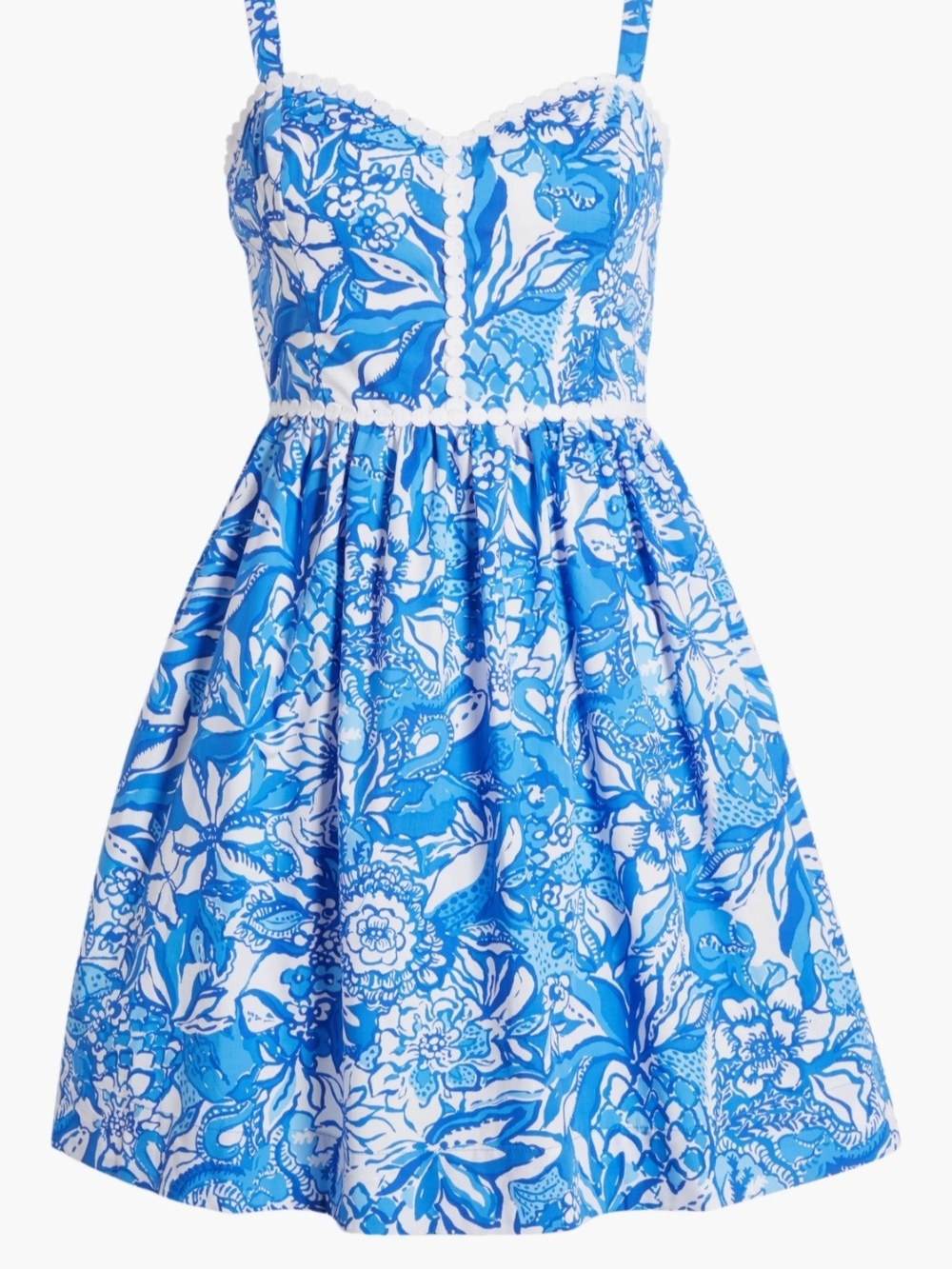 Lilly Pulitzer Haylan ConttonBlue and White Floral Sundress with  Straps Sz 4